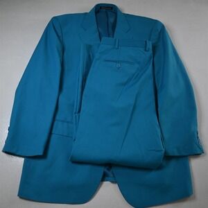 Ferrecci 46R 36x30 Bright Blue Mens Jacket Pants Suit